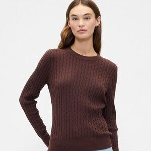 Gap Brown CashSoft Crewneck Cable Knit Long Sleeve Sweater Sz XS S/817296-02